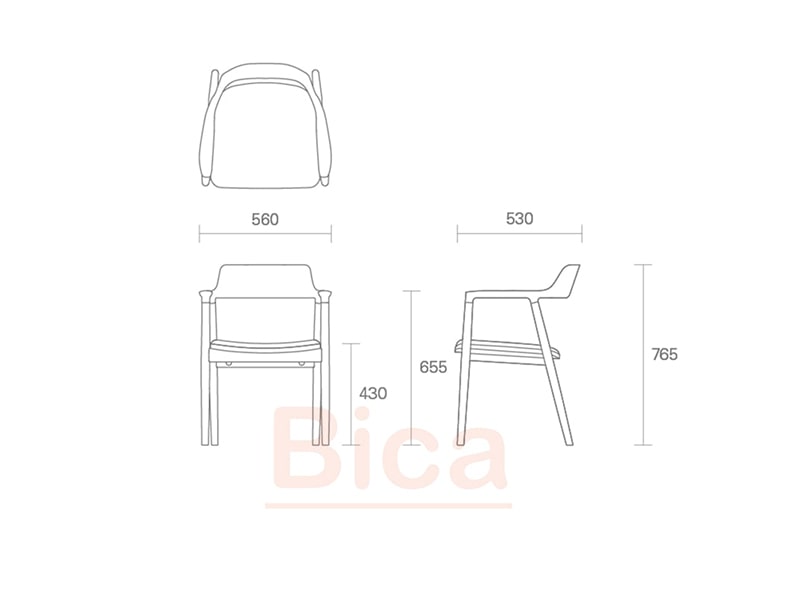 Kích thước ghế hiroshima tựa lưng cao