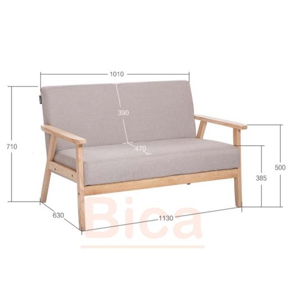 Kích thước sofa cafe gỗ chân vuông đôi