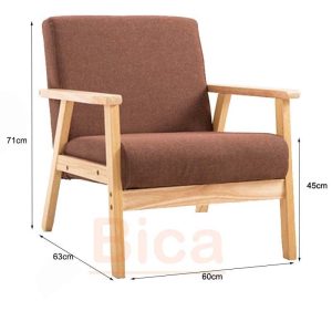 Kích thước sofa cafe gỗ chân vuông đơn