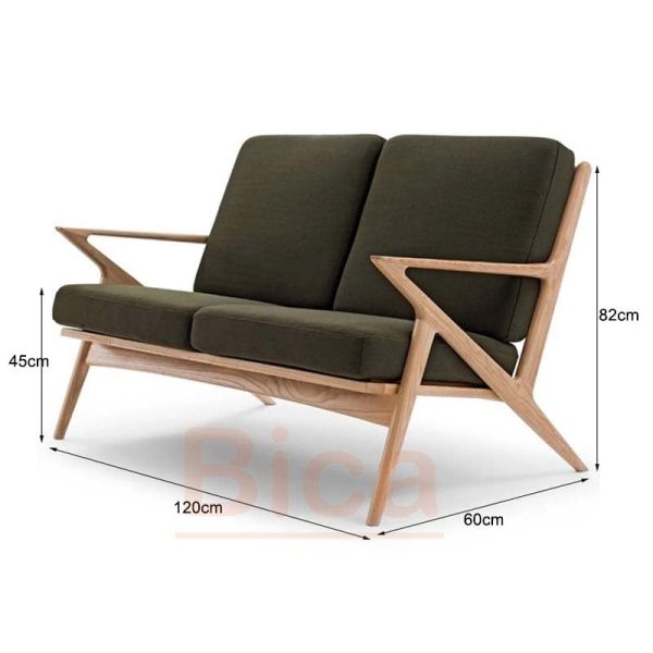 Kích thước sofa cafe gỗ chữ z đôi