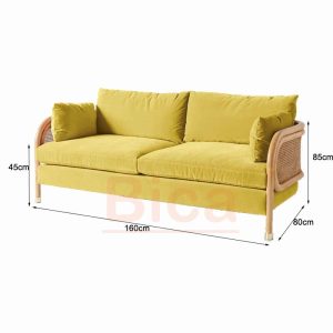 Kích thước sofa cafe gỗ heather field đôi