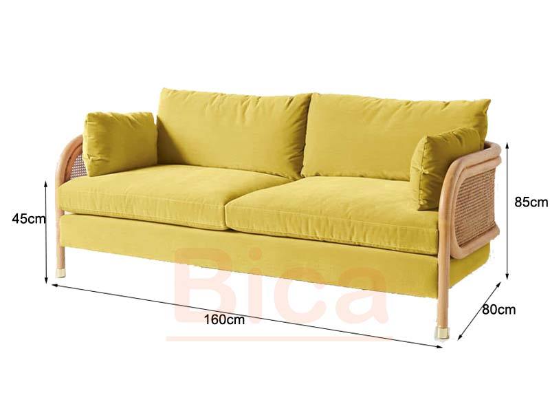 Kích thước sofa cafe gỗ heather field đôi