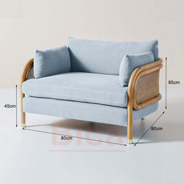 Kích thước sofa cafe gỗ heather field đơn