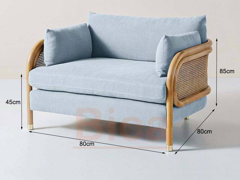 Kích thước sofa cafe gỗ heather field đơn