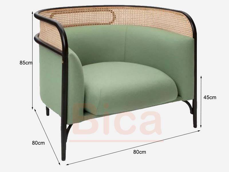 Kích thước sofa cafe gỗ targa đơn