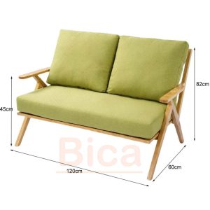 kích thước sofa cafe gỗ tay chéo đôi