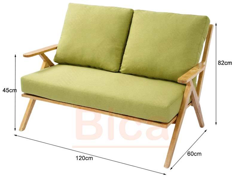 Kích thước sofa cafe gỗ tay chéo đôi