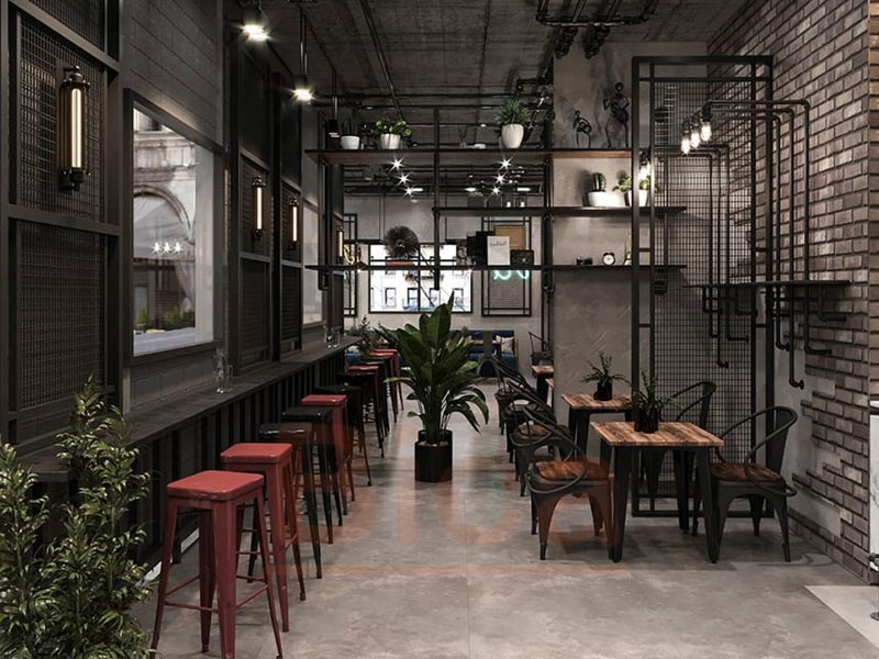 Quán cafe phong cách công nghiệp