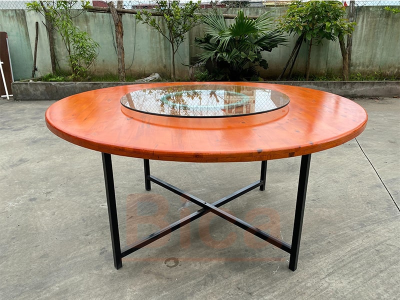 Bàn tròn mặt gỗ ghép thanh 160cm