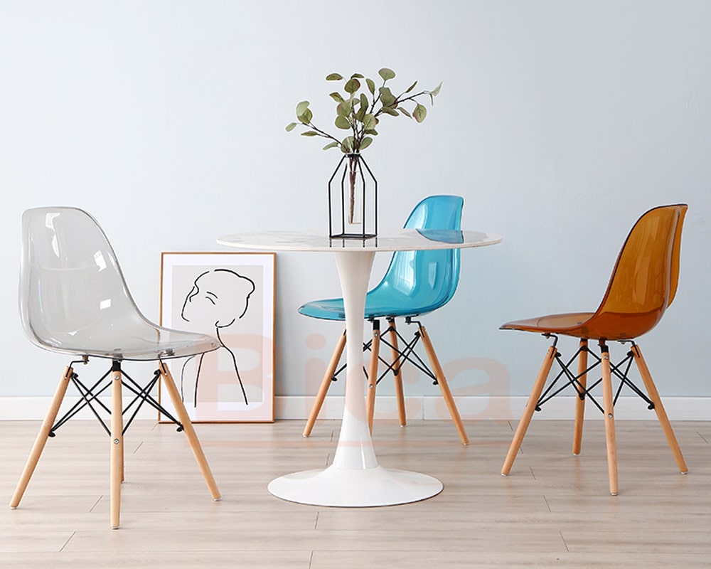 Ghế eames nhưa trong chân gỗ