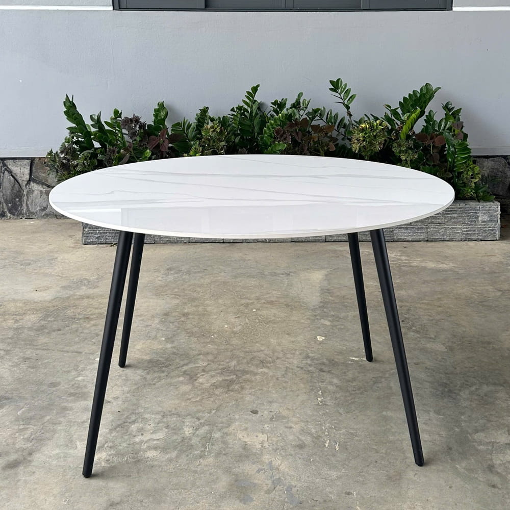 Bàn ăn tròn mặt đá phiến chân thép B88 Bàn ăn tròn mặt đá phiến chân thép B88