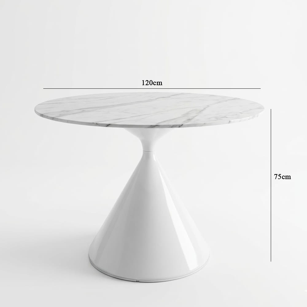 Bàn ăn tròn mặt đá phiến chân thép B78