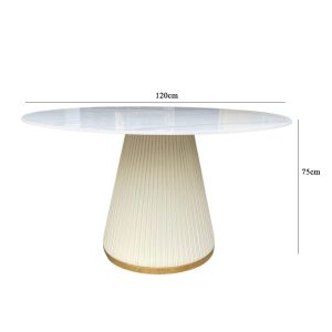 Bàn ăn tròn mặt đá phiến chân thép bọc da B79