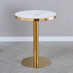 Bàn cafe chân inox mạ vàng mặt đá B10