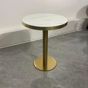 Bàn cafe chân inox mạ vàng mặt đá B10