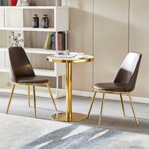 Bàn cafe chân inox mạ vàng mặt đá B10