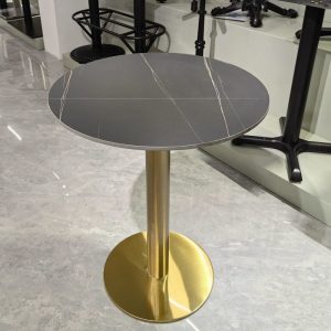 Bàn cafe chân inox mạ vàng mặt đá B10H